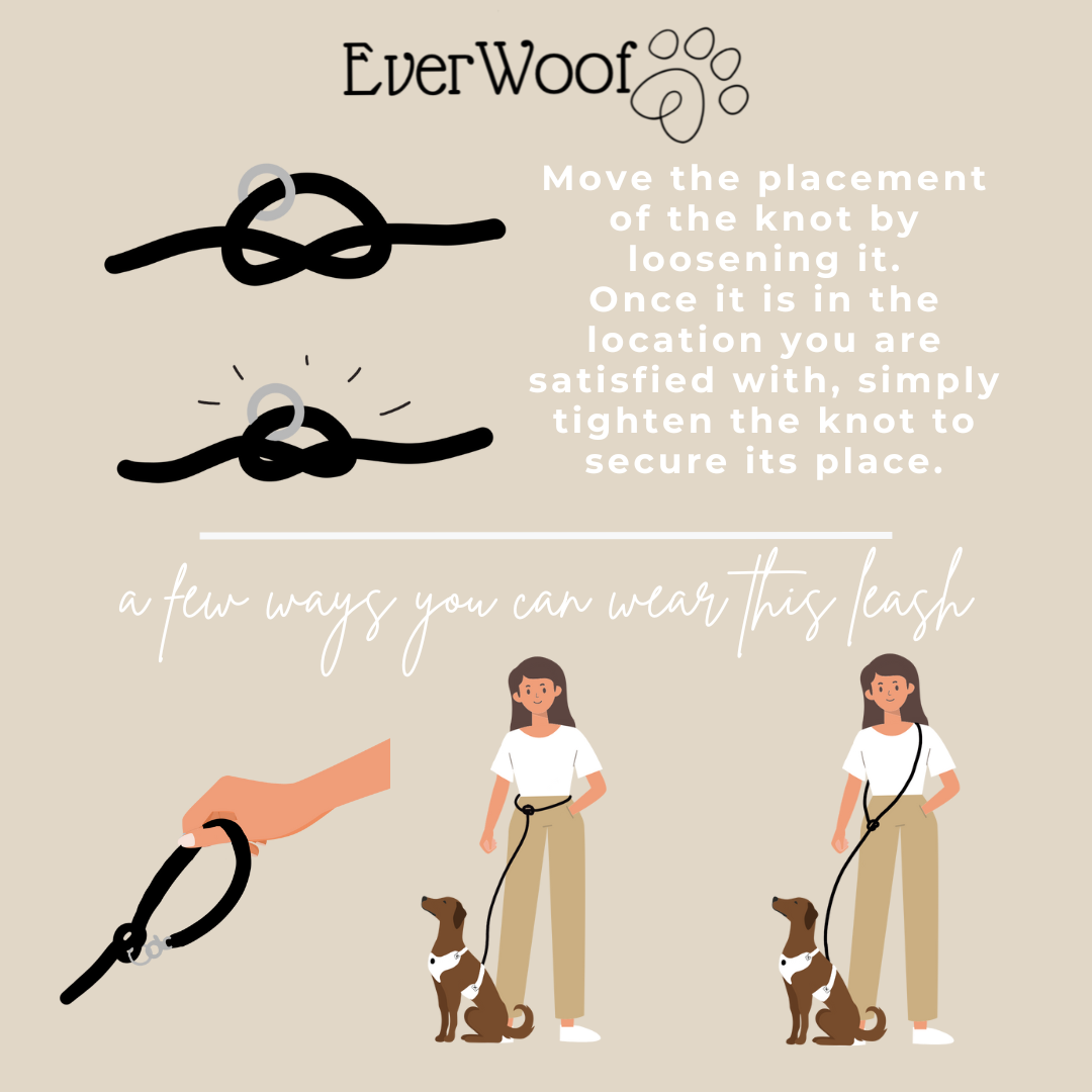 'Midnight Black' Hands Free Rope Leash