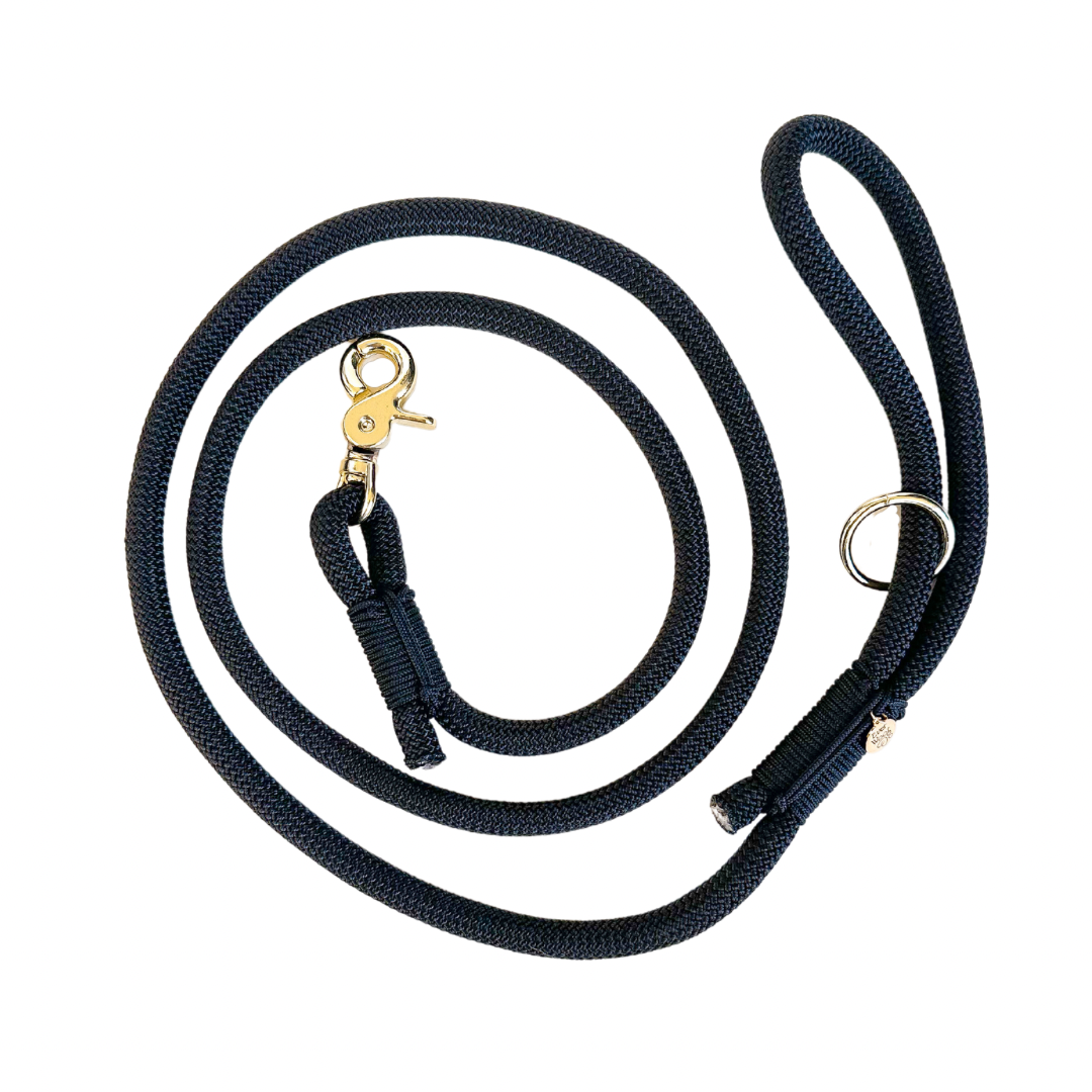'Midnight Black' Gold Edition Rope Leash