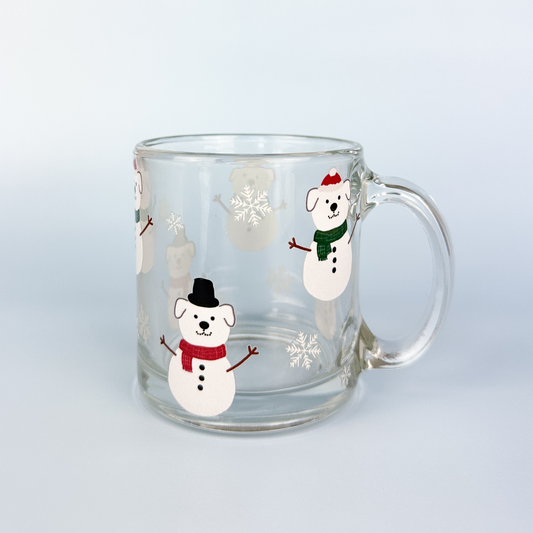 Snow Pups Glass Mug - 13oz