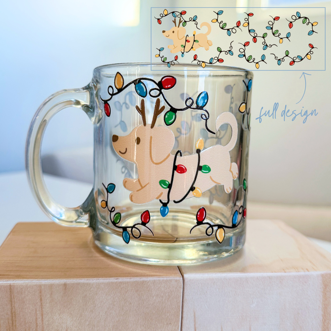 Holiday Lights Glass Mug - 13oz
