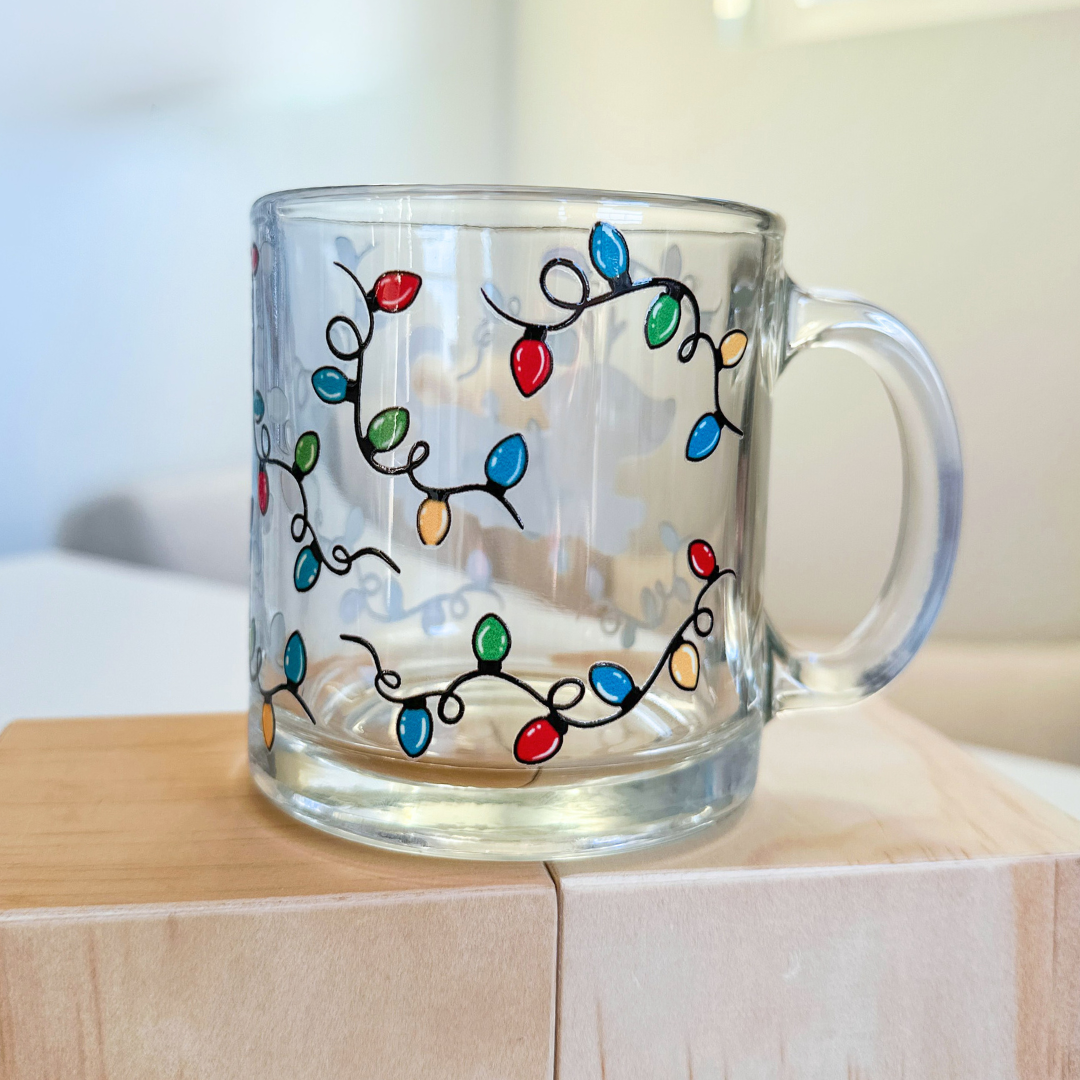 Holiday Lights Glass Mug - 13oz