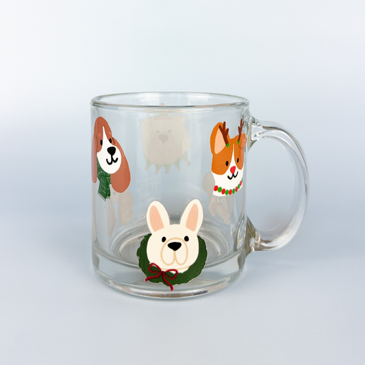 Holiday Dogs Glass Mug - 13oz