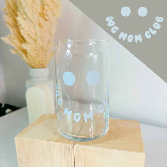 Smiley Dog Mom Club Glass - 16oz
